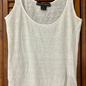 Ralph Lauren Black Label Women's White Linen Tank Top